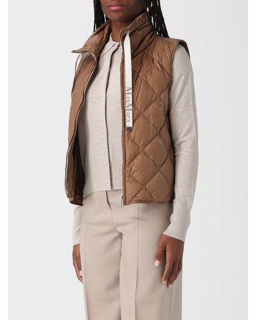 Max Mara Brown Water-Repellent Quilted Padded Vest