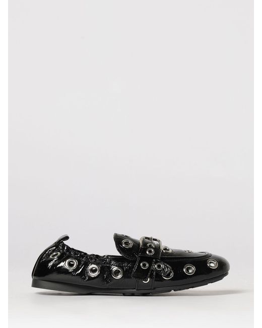 Marc Jacobs Black Patent Leather The Grommet Jude Loafers With Metal Eyelets