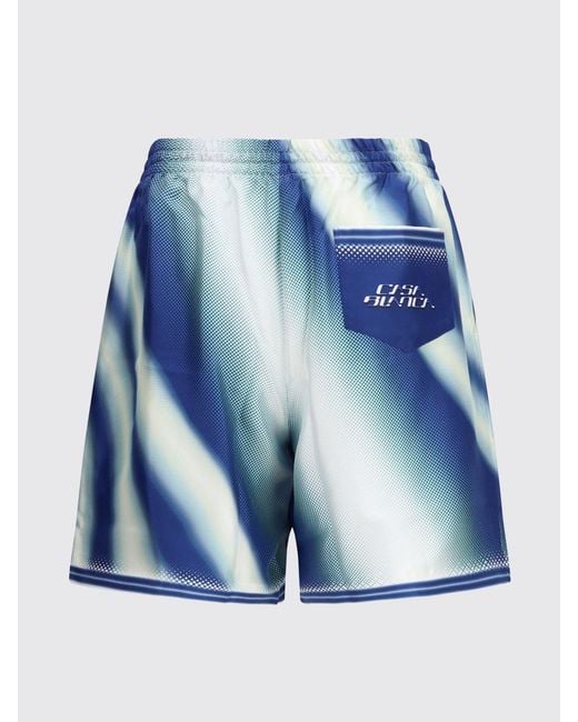 Casablanca Blue Abstract Print Silk Twill Jogging Shorts for men