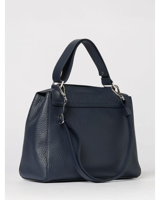 Orciani Blue Sveva Soft Medium Hammered Leather Bag