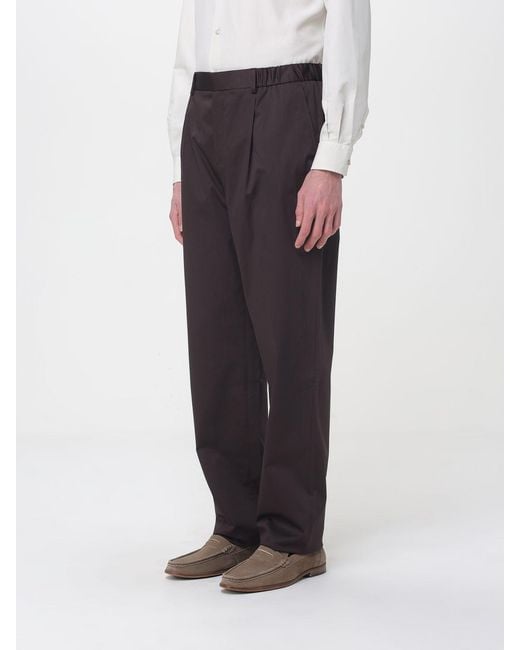 Agnona Brown Wide Leg Cotton Blend Trousers for men