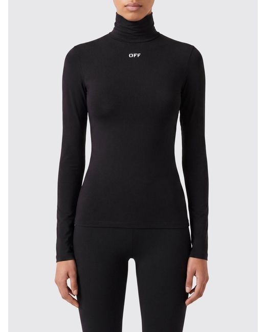 Off-White c/o Virgil Abloh Black Logo-Detail Slim-Fit Turtleneck Top
