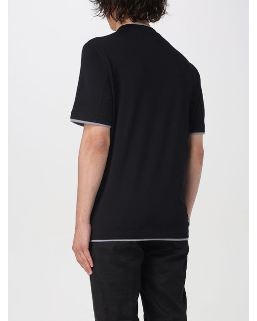 T-shirt basic di Brunello Cucinelli in Black da Uomo