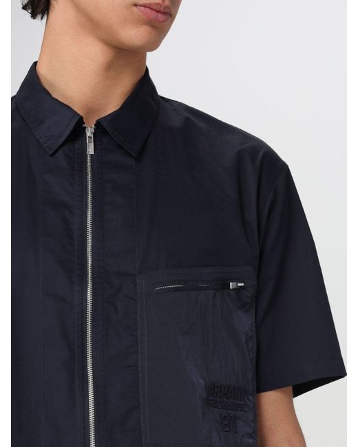 Camicia con zip di Armani Exchange in Blue da Uomo