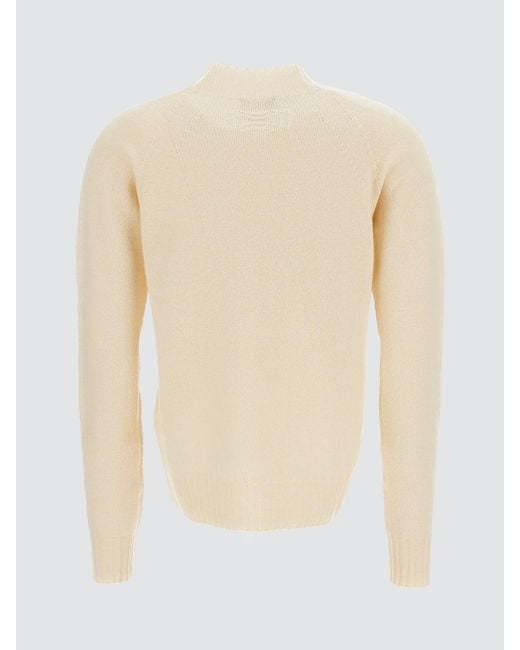 Drumohr Natural Slim Fit Ribbed Lambswool Turtleneck Jumper