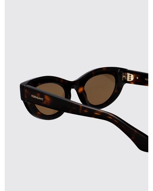 Ferragamo White Oval Cat-Eye Sunglasses