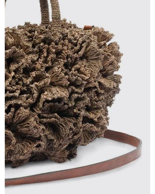 IBELIV Brown Coral Raffia Handbag