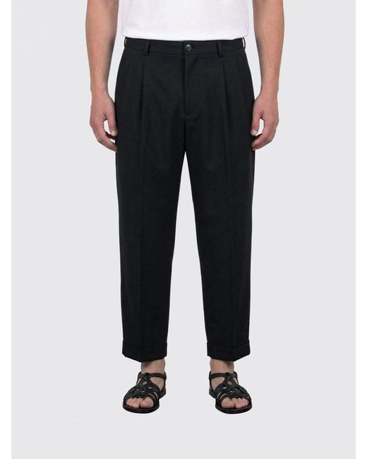 Marni Black Virgin Wool Wide Leg Trousers for men
