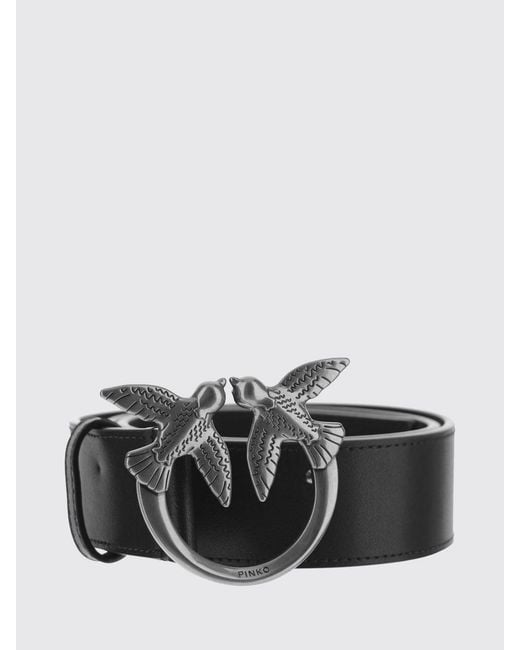 Pinko Gray Love Berry Leather Belt