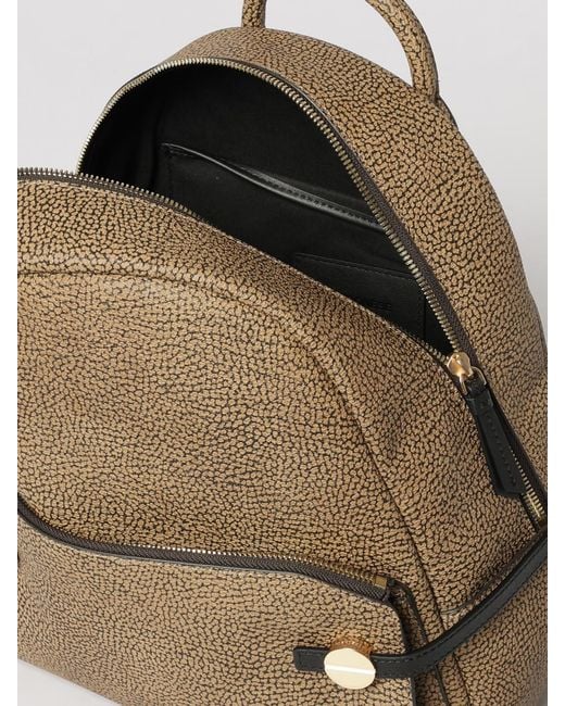 Borbonese Natural Gemini Medium Tasche Aus Nylon Mit Op-Print