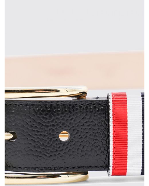 Thom Browne White Rwb Grained Leather Belt for men