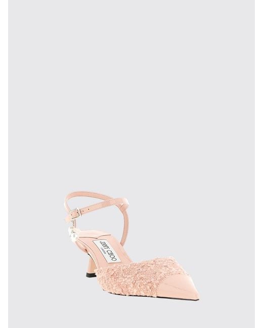 Jimmy Choo Pink Aren Tweed And Patent Leather Slingback