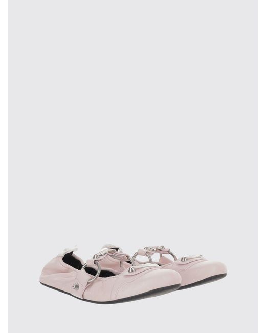 Balenciaga White City Arena Leather Ballet Flats With Bows