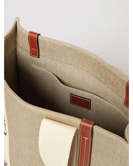 Chloé Natural ChloÉ Woody Medium Cotton Canvas Bag