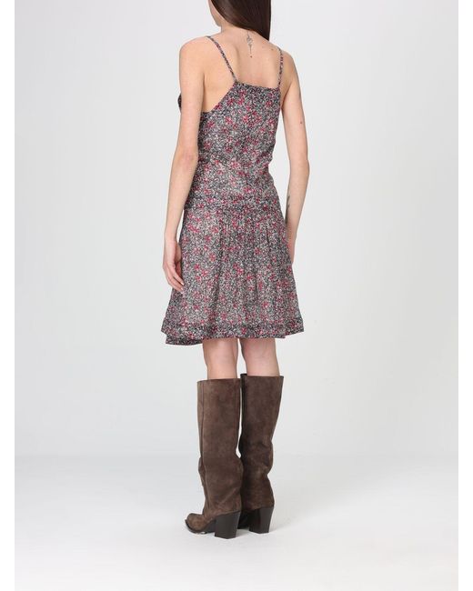 Isabel Marant Pink Danielle Floral Print Cotton Midi Dress