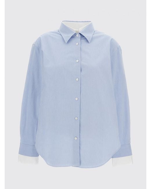 Acne Blue Cotton Casual Shirt With Double-Layer Effect