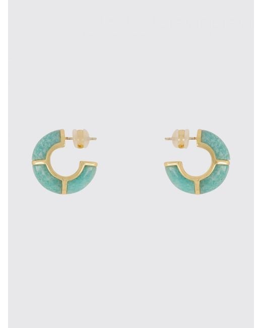 Lizzie Fortunato Blue Zellige Brass Hoop Earrings With Crystals