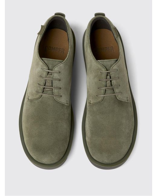 Camper Green Wagon Suede Derby Shoes for men