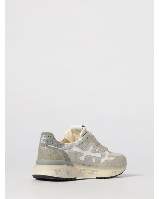 Premiata White Mick Used Suede And Mesh Sneakers for men