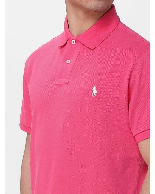 Polo Ralph Lauren Pink Cotton Polo Shirt With Pony Logo for men