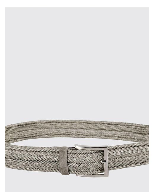 Orciani Gray Rope Elast Stretch Woven Linen Belt for men