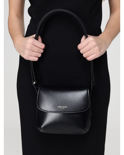 Giorgio Armani Black La Prima Palmellato Leather Bag