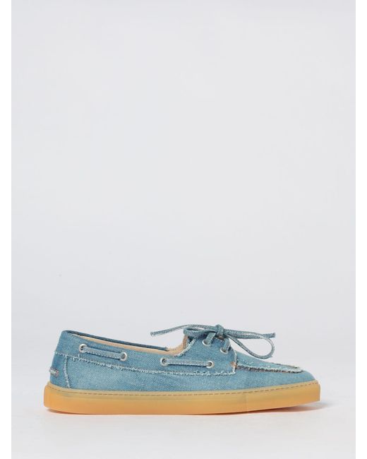 Paia Copenhagen Blue Cotton Denim Boat Shoes With A Rubber Sole