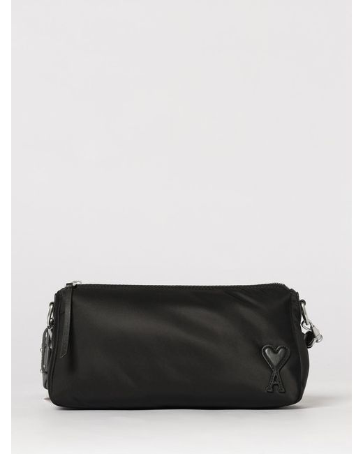AMI Black Nylon Shoulder Bag for men