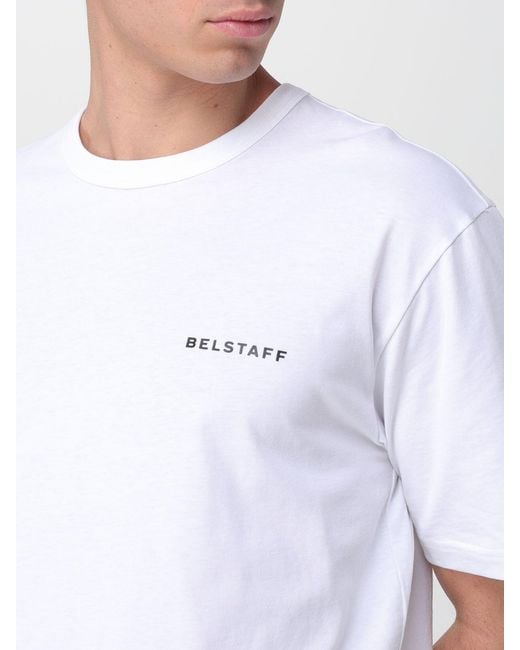 Belstaff White Cotton T-Shirt With Logo for men