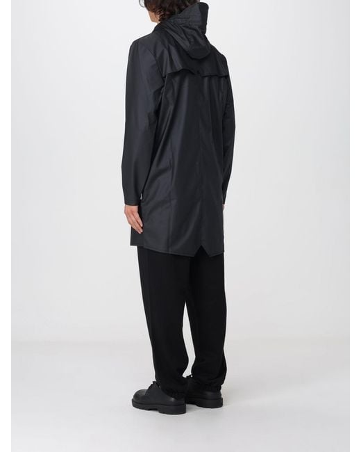 Rains Black Knee-Length Hooded Raincoat for men
