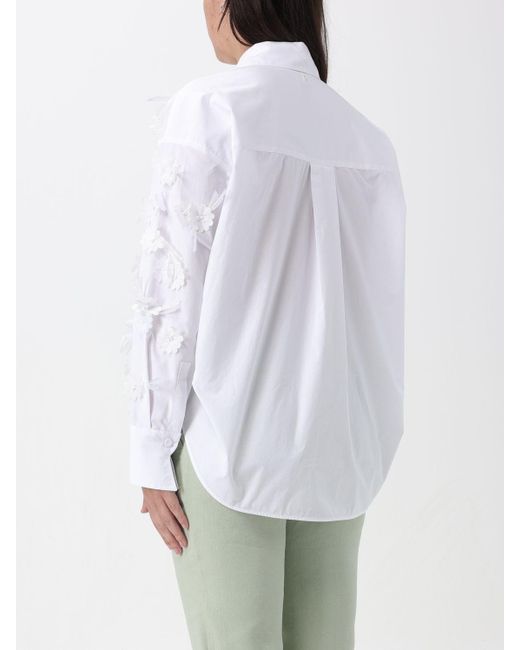 Camicia in cotone con fiori di Lorena Antoniazzi in White