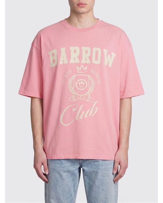 Barrow Pink Cotton T-Shirt With Logo for men