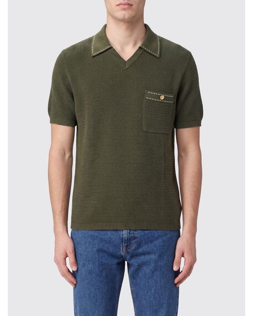 Versace Green Cotton Knit Polo Shirt for men