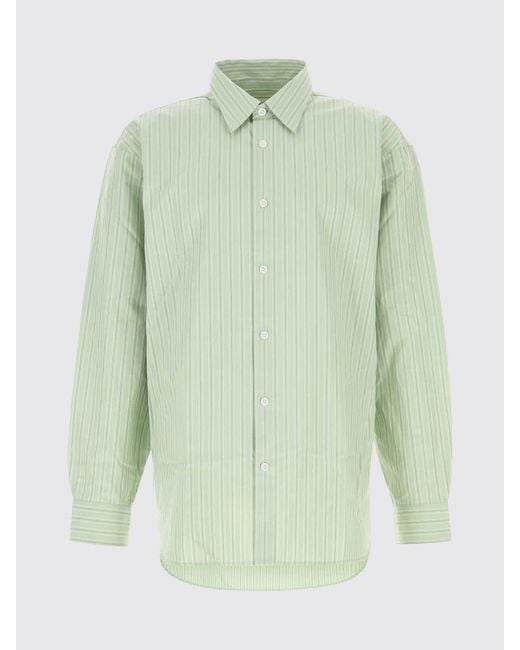 Dries Van Noten Green Striped Cotton Shirt for men