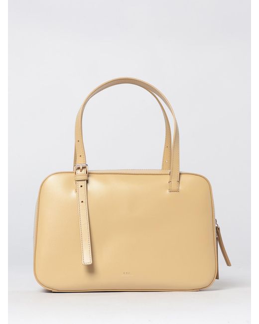 A.P.C. Natural Virginie Box Glossy Leather Bag