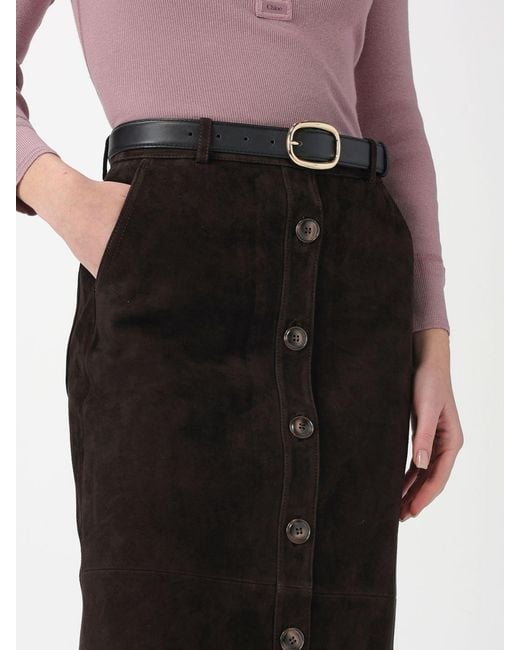 Self-Portrait Black Suede Midi Skirt