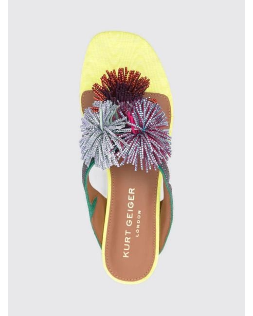 Kurt Geiger Multicolor Canvas Sandal With Fringes And Rhinestones