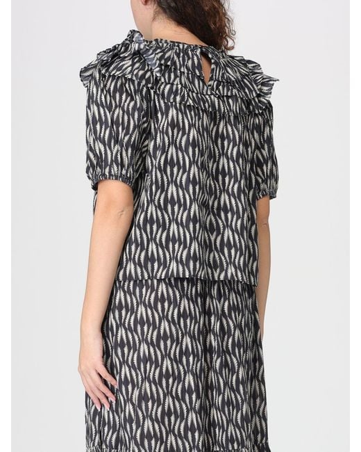 Ulla Johnson Gray Mira Printed Cotton Blend Blouse