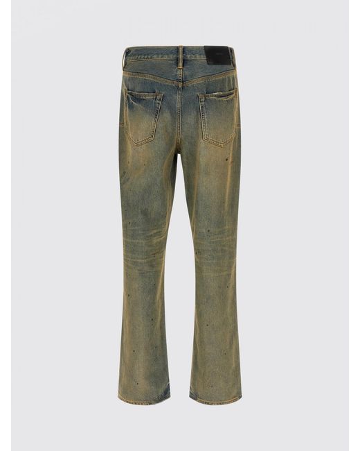 Purple Green Dirty Oil Repair Denim Jeans for men