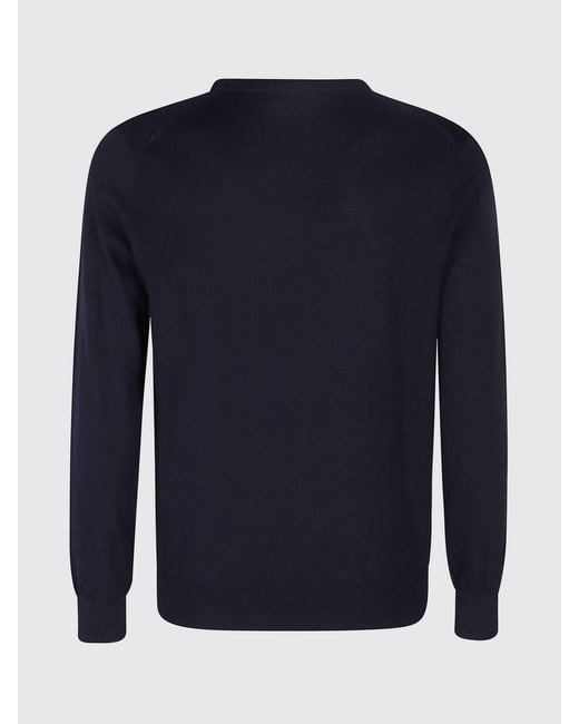 Kangra Blue Long-Sleeved Pure Cotton Crewneck Sweater for men