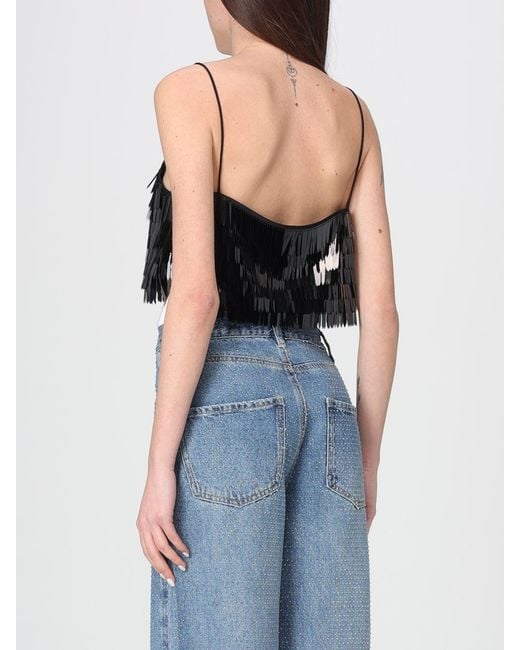 Self-Portrait Blue Cropped Top With Sequins