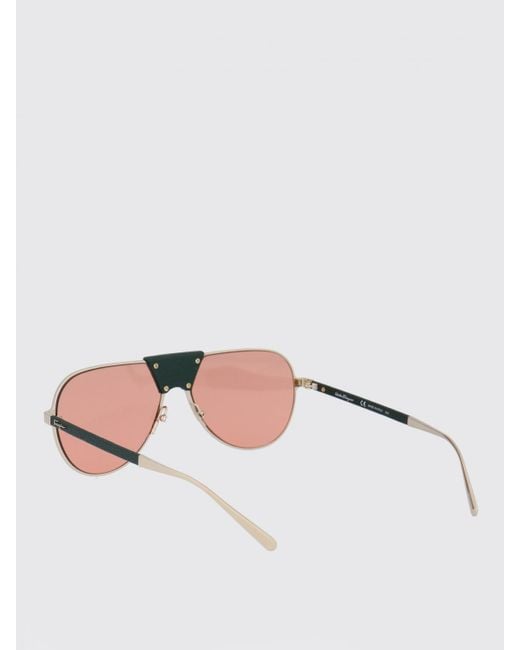 Ferragamo Pink Sf220Sl Metal And Leather Sunglasses