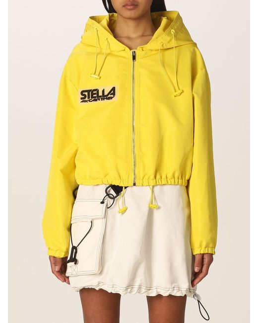 Stella McCartney Yellow Cropped Parka In Technical Fabric