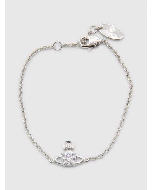 Vivienne Westwood White Brass Bracelet With Rhinestones
