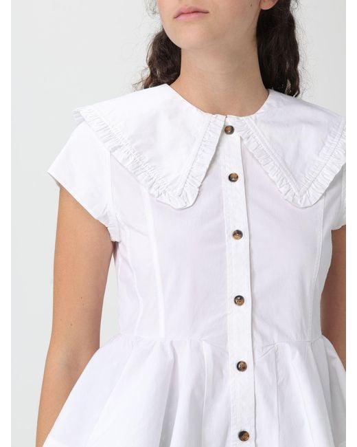 Ganni White Stretch Organic Cotton Shirt