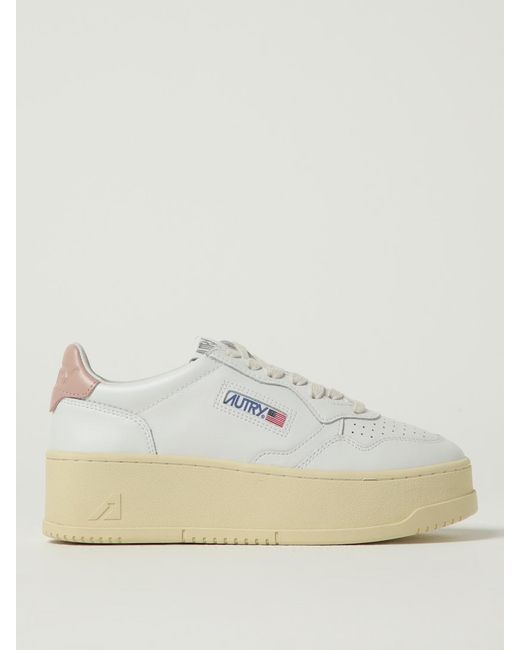 Autry Natural Platform Sneakers With Leather Upper And Rubber Sole