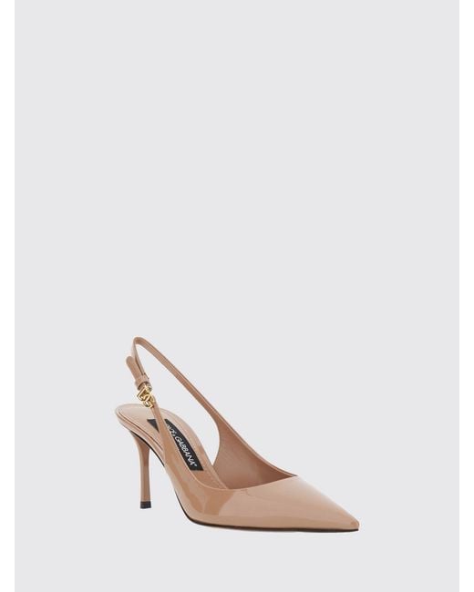 Dolce & Gabbana Pink Dolce &Amp Gabbana Patent Leather Slingback Pumps With Dg Logo