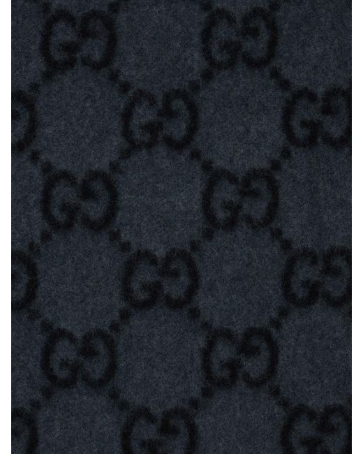 Gucci Black Gg Cashmere Scarf for men