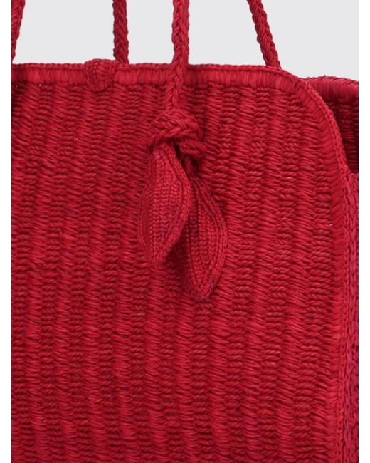 Jacquemus Red Le Turismo Woven Raffia Bag