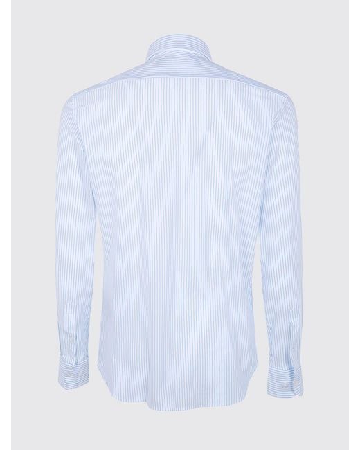 Rrd White Striped Technical Fabric Shirt With A Slim Fit And Classic Collar for men